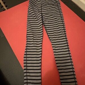 Athleta Women's Black and Gray Striped Leggings